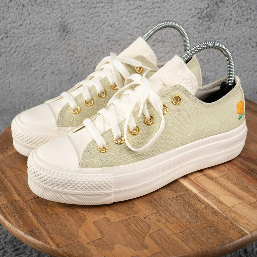 Converse All Star Lift Platform Low Sneaker Womens Sz 6.5 Yellow Canvas Y2K‎